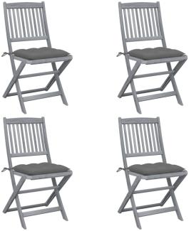 vidaXL Klappbare Gartenstühle 4 Stk. mit Kissen Massivholz Akazie 3064579