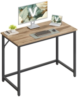 VASAGLE Tisch, Computertisch, Bürotisch, 100 x 50 x 76 cm, für Arbeitszimmer, Schlafzimmer, Wohnzimmer, kamelbraun-tintenschwarz