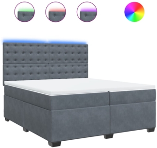 vidaXL Boxspringbett mit Matratze Dunkelgrau 200x200 cm Samt 3293315