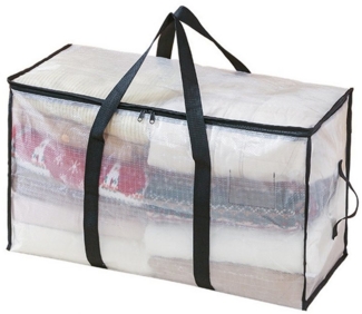 Kaket Aufbewahrungstasche 72L/88L/95L Transparente Große mit Deckel, Umzugstaschen mit Reißverschlüssen Griff