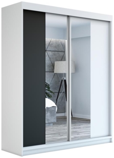 Schwebetrenschrank ELEGANZE 2-trig Schrank 180 cm (mit Spiegel) Farbe: Wei , schwarz