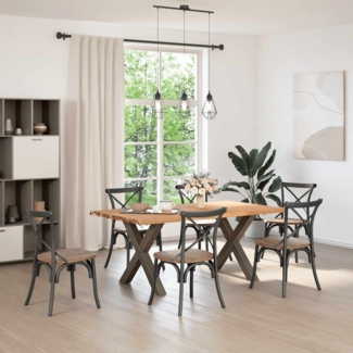 vidaXL Esstisch mit Baumkanten 180 x 100 x 74 cm Massivholz Eiche Rechteck 3304482