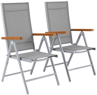 TLGREEN Gartenstuhl Hochlehner, 2/4er Set Balkonstuhl,Klappstuhl,Campingstühle (2 St), klappbar, 7-Fach verstellbare, wetterfest, aus Aluminium, Bis 120kg