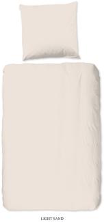 good morning Renforcé Bettwäsche 3 teilig Bettbezug 240 x 220 cm Kopfkissenbezug 60 x 70 cm Uni duvet cover 0270. 02. 03 Sand