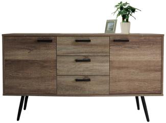 Braunes Sideboard, 2 Türen, 3 Schubladen 150 x 39,5 x 84 cm, MDF