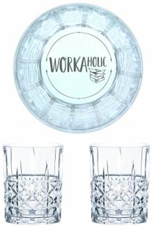 Nachtmann Whiskyglas Gravur Workaholic, Whiskeygläser Set, Gravur, Geschenk, Kristallglas, 345 ml, 2er Set