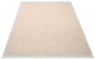 Carpet City Teppich CLASICO 0052, rechteckig, Höhe: 11 mm, Läufer, Kurzflor, Hochtief-Muster, Boho, Fransen, Wohnzimmer