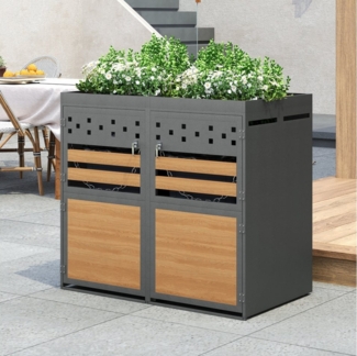 Flieks Mülltonnenbox, Mülltonnenbox für 2 Tonnen mit einem Fassungsvermögen von 120–240 L