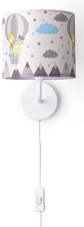 Paco Home Wandleuchte Cosmo 343, ohne Leuchtmittel, Lampe Kinderzimmer Stecker âˆ…18cm Heißluftballon Tiere Kabel 3m E14