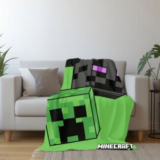 Kinderdecke Minecraft Gamer Decke, Polyester, 100x150 cm Creeper Design, Minecraft