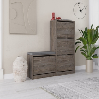 Schuhschrank, 'Dude', 118,5 x 26 x 105, Dunkelbraun