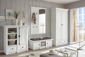 Westerland Flurgarderobe Garderoben Set 4-teilig pinie weiß Landhaus