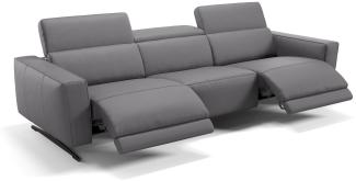 Sofanella 3-Sitzer ALESSO Ledercouch XXL Sofa in Grau S: 225 Breite x 108 Tiefe
