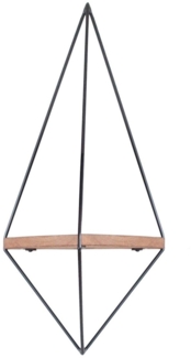 Calicosy Geometrisches Wandregal aus schwarzem Metall und Massivholz L60 cm - Holz