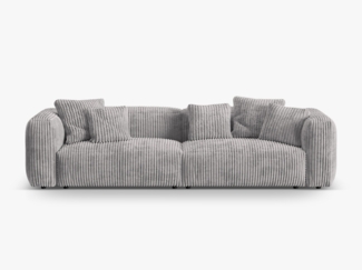 Micadoni Sofa Martina 4-Sitzer Kord Hellgrau