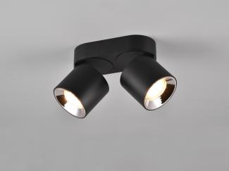 LED Deckenstrahler Schwarz 2 Spots schwenkbar dimmbar, Breite 18cm