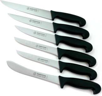 Marsvogel | Metzgermesser Set | 6-teilig | schwarz | Chromstahl | handabgezogene Klingen