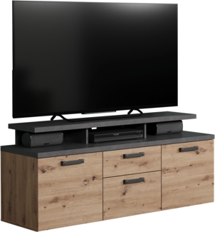 trendteam smart living - Follow - TV-Schrank - Artisan Eiche/Matera - TV-Lwoboard mit 3 offenen Fächern - (BxHxT) 151 x 66 x 47 cm - Vollauszug-Funktion