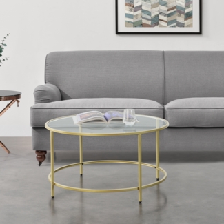 Couchtisch Kouvola Stahlgestell 84 x 45,5 cm Goldfarben en. casa