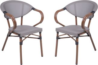 Gartenstuhl 2er Set SION - Kunststoff, Braun | Stapelstuhl Wetterfest Gartenstühle Outdoor Essstühle