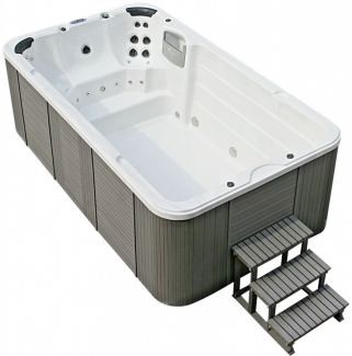 XXXL Luxus-LED Swim Spa, 400 x 230 cm, Whirlpool mit Gegenstromanlage, Outdoor-Schwimmbecken