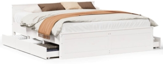 vidaXL Massivholzbett ohne Matratze mit Kopfteil Weiß 200x200 cm 3308754