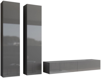 MIRJAN24 Wohnwand Vigo IV, (3er-Set, 2x Vitrine, TV-Lowboard), grifflosem Öffnen "push to open"