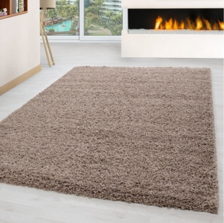 Carpettex Hochflor-Teppich Unicolor - Einfarbig, Rund, Höhe: 30 mm, Einfarbig Shaggy Teppich Wohnzimmer Langflor versch. farben und größen