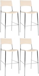 CLP 4er Set Stapelbarer Bistrohocker Genua mit Kunststoffsitz und Metallgestell,creme