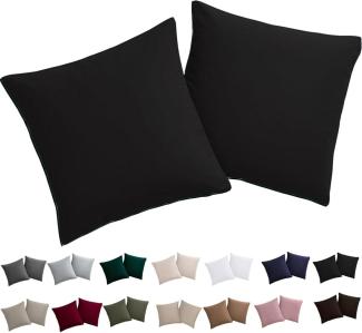 Soifox Kissenbezug 80x80 Schwarz 2er Set Mikrofaser Reißverschluss