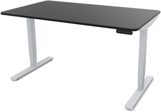 ASSMANN Elektrisch höhenverstellbarer Schreibtisch Y-Line Curved 120x70 cm Schwarz Weißaluminium Metall Holz