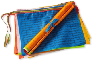 PHENO FLAGS Flagge Tibetische Gebetsfahne Tibet Prayer Flags Himalaya (mit bunt gewebtem Seil), 20 Fahnen