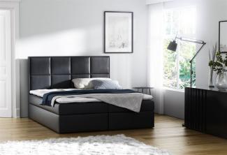 Boxspringbett Bett MEDIANO Kunstl. Schwarz 140x200 cm inkl. Bettkasten
