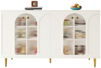 MODFU Sideboard mit großem Stauraum (Kommode, Anrichte,Buffet, 1 St, 4 Türen), mit dekorativen Metalldetails
