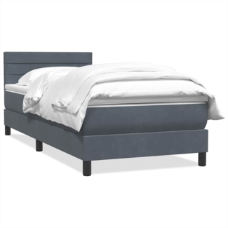 vidaXL Boxspringbett mit Matratze Dunkelgrau 80x210 cm Samt 3316282