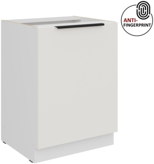 Küchen Unterschrank 60 cm Küche ARIA Weiss ultra matt + Weiss matt, hochwertige Fronten mit Anti Fingerprint Beschichtung Küchenzeile Küchenblock