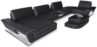 Sofa Dreams 'Bari U' Wohnlandschaft, Schwarz / Weiß, Ledermix, 89 x 243 x 456 cm, Links