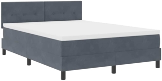 vidaXL Boxspringbett mit Matratze Dunkelgrau 160 x 200 cm Samt 3342663