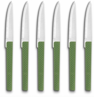 Comas Steakmesser Green Willow 6er Set, Fleischmesser mit strukturiertem Griff, Edelstahl, ABS, Grün, 22. 6 cm, 3112