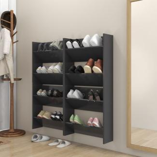 vidaXL Wand-Schuhschränke 4 Stk. Grau 60x18x60 cm Holzwerkstoff 806722