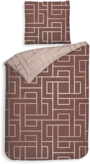 Heckett & Lane Twill Bettwäsche 135x200 Roja red Labyrinth Linien Wende rot