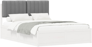 vidaXL Bettgestell mit gepolstertem Kopfteil Hellgrau 135x190 cm 3398243