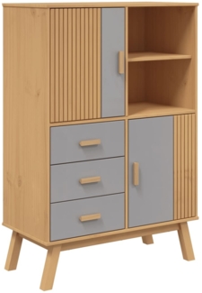 vidaXL Highboard OLDEN Grau und Braun 85x43x125 cm Massivholz Kiefer 358616