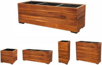 dasmöbelwerk Pflanzkübel Pflanzgefäß Pflanzkasten Blumenkasten Akazienholz 20,5x62 mit Einsatz