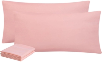 2er Set Kissenbezug 40x80 Pfirsch Rosa Mikrofaser Reißverschluss Weich