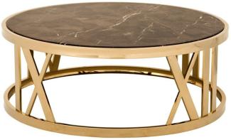 Casa Padrino Luxus Art Deco Couchtisch Rund Gold mit Marmor Platte - Luxus Kollektion