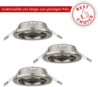 Eglo 75675 BEST CHOICE Einbauleuchte AGULO Stahl nickel-matt GU10 3X35W H:2. 5cm Ø8. 6cm dimmbar