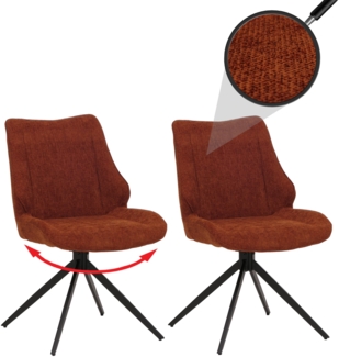 2er-Set Esszimmerstuhl HWC-O48, Küchenstuhl, drehbar Auto-Return, Stoff/Textil Chenille (320g/m²) Öko-Tex ~ rotbraun