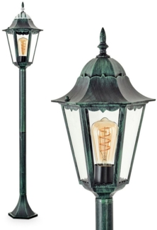 hofstein Pollerleuchte Wegeleuchte aus Metall/Glas in Schwarz-Grün/Klar, ohne Leuchtmittel, Außenleuchte, Gartenbeleuchtung IP44, 1x E27, ohne Leuchtmittel