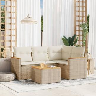 vidaXL 5-tlg. Garten-Sofagarnitur mit Kissen Beige Poly Rattan 3225939